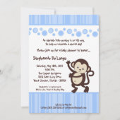 5x7 Blue Boy Pop Monkey Baby shower Invitation Kaart (Voorkant)