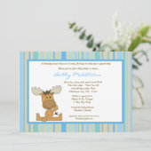 5x7 Blue Boy Woodland Moose Baby shower Invitation Kaart (Staand voorkant)