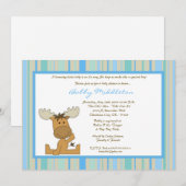 5x7 Blue Boy Woodland Moose Baby shower Invitation Kaart (Voorkant / Achterkant)