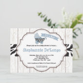5x7 Blue Carriage Stroller Baby shower Invitation Kaart (Staand voorkant)