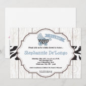 5x7 Blue Carriage Stroller Baby shower Invitation Kaart (Voorkant / Achterkant)
