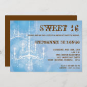 5x7 Blue Chandelier Sweet 16 Verjaardag Uitnodigin Kaart (Voorkant / Achterkant)