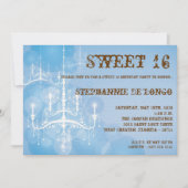 5x7 Blue Chandelier Sweet 16 Verjaardag Uitnodigin Kaart (Voorkant)