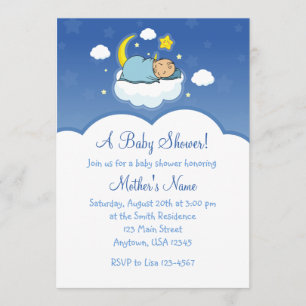 5x7 Blue Cloud Baby Baby Baby Shower-uitnodigingen Kaart