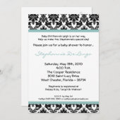 5x7 Blue Damask Baby shower Invitation Kaart (Voorkant / Achterkant)