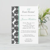5x7 Blue Damask Birthday Party Invitation Kaart (Staand voorkant)