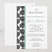 5x7 Blue Damask Birthday Party Invitation Kaart (Voorkant / Achterkant)
