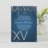 5x7 Blue Diamond Quinceanera Birthday Uitnodiging (Staand voorkant)
