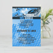 5x7 Blue DJ Platenspeler Quinceanera Uitnodiging (Staand voorkant)
