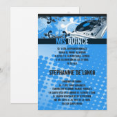 5x7 Blue DJ Platenspeler Quinceanera Uitnodiging (Voorkant / Achterkant)