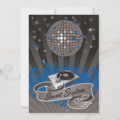 5x7 Blue DJ Spin Platenspeler 16 Birthday Invitati Kaart (Achterkant)