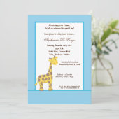 5x7 Blue Giraffe Baby shower uitnodiging (Staand voorkant)