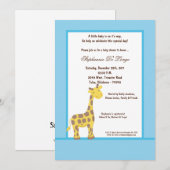 5x7 Blue Giraffe Baby shower uitnodiging (Voorkant / Achterkant)