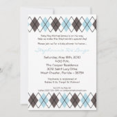 5x7 Blue Grey Argyle Punk Baby shower Uitnodiging (Voorkant)