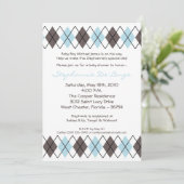 5x7 Blue Grey Argyle Punk Baby shower Uitnodiging (Staand voorkant)