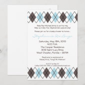 5x7 Blue Grey Argyle Punk Baby shower Uitnodiging (Voorkant / Achterkant)