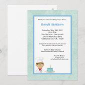 5x7 Blue Kind Boy Chef Birthday Party Invitation Kaart (Voorkant / Achterkant)