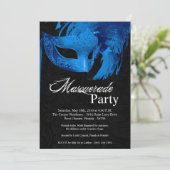 5x7 Blue Masquerade Sweet 16 Birthday Invitation Kaart (Staand voorkant)