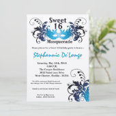 5x7 Blue Masquerade Sweet 16 Verjaardag Uitnodigin Kaart (Staand voorkant)