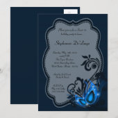 5x7 Blue Masquerade Sweet 16 Verjaardag Uitnodigin Kaart (Voorkant / Achterkant)