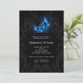 5x7 Blue Masquerade Sweet 16 Verjaardag Uitnodigin Kaart (Staand voorkant)