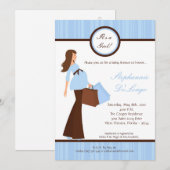 5x7 Blue Modern Mod Mom Baby shower Uitnodiging (Voorkant / Achterkant)