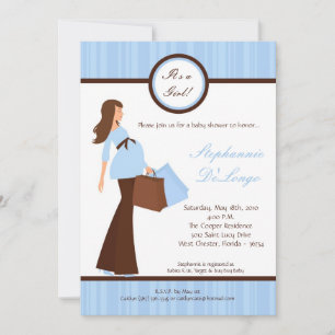 5x7 Blue Modern Mod Mom Baby shower Uitnodiging