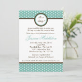 5x7 Blue Polka Dot Baby shower Invitation Kaart (Staand voorkant)