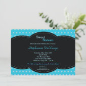 5x7 Blue Polkadot Sweet 16 Birthday Invitation Kaart (Staand voorkant)