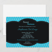 5x7 Blue Polkadot Sweet 16 Birthday Invitation Kaart (Voorkant / Achterkant)