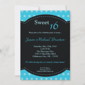 5x7 Blue Polkadot Sweet 16 Birthday Invitation Kaart (Voorkant)