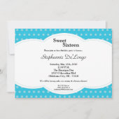 5x7 Blue Polkadot Sweet 16 Birthday Invitation Kaart (Voorkant)