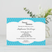 5x7 Blue Polkadot Sweet 16 Birthday Invitation Kaart (Staand voorkant)