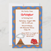 5x7 Blue Tan Polkadot Dinosaur Birthday Invite Kaart (Voorkant)
