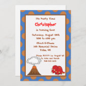 5x7 Blue Tan Polkadot Dinosaur Birthday Invite Kaart (Voorkant / Achterkant)