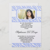 5x7 Blue Zebra Print Patter Quinceanera Uitnodigin Kaart (Voorkant / Achterkant)