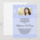 5x7 Blue Zebra Print Patter Quinceanera Uitnodigin Kaart (Voorkant / Achterkant)