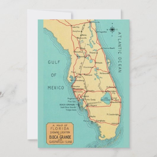 5x7 Boca Grande Useppa Island Florida Kaart (Voorkant)