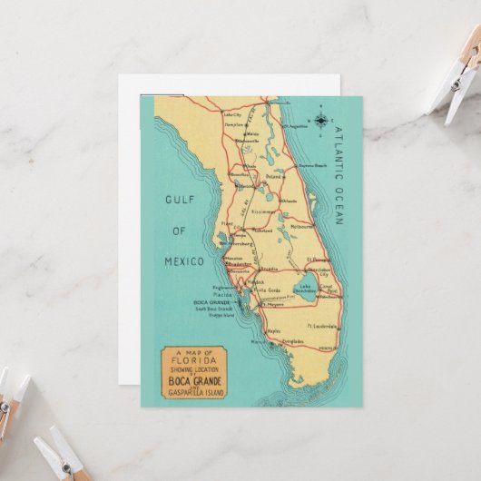 5x7  Boca Grande Useppa Island Florida Map  Kaart (Voorkant / Achterkant in situ)