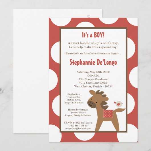 5x7 Boerderij Animal Horse Bird Baby shower Uitnod Kaart (Voorkant / Achterkant)