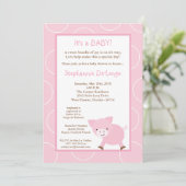 5x7 Boerderij Animal Pink Baby shower Uitnodiging (Staand voorkant)