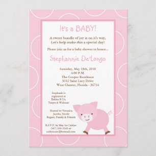 5x7 Boerderij Animal Pink Baby shower Uitnodiging