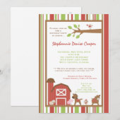 5x7 Boerderij Red Barn Animal Birthday Party Kaart (Voorkant / Achterkant)