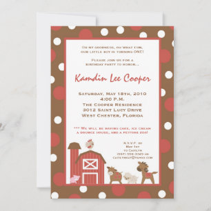 5x7 Boerderij Red Barn Cow Birthday Party Invitati Kaart