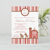 5x7 Boerderij Rode Schuur Koe Paard Baby shower Ui Kaart (Staand voorkant)