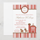 5x7 Boerderij Rode Schuur Koe Paard Baby shower Ui Kaart (Voorkant / Achterkant)