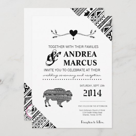 5x7 Boho Buffalo Tribal Patroon Bohemian Arrows Kaart (Voorkant / Achterkant)