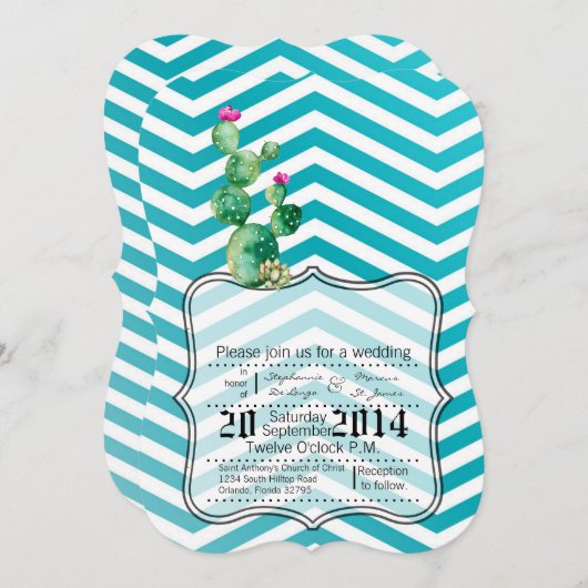 5x7 Boho Cactussen Cactus Succulent Bruiloft Uitno Kaart (Voorkant / Achterkant)