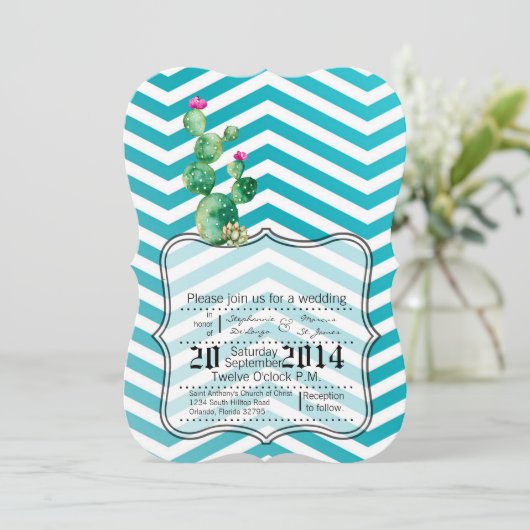 5x7 Boho Cactussen Cactus Succulent Bruiloft Uitno Kaart (Staand voorkant)