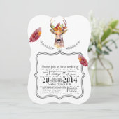 5x7 boho hert Buck Head BrowningHuwelijksuitnodigi Kaart (Staand voorkant)